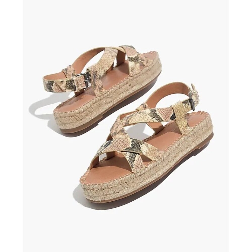 The Malia Espadrille Sandal in Snake Embossed Leather AM200 Size 7